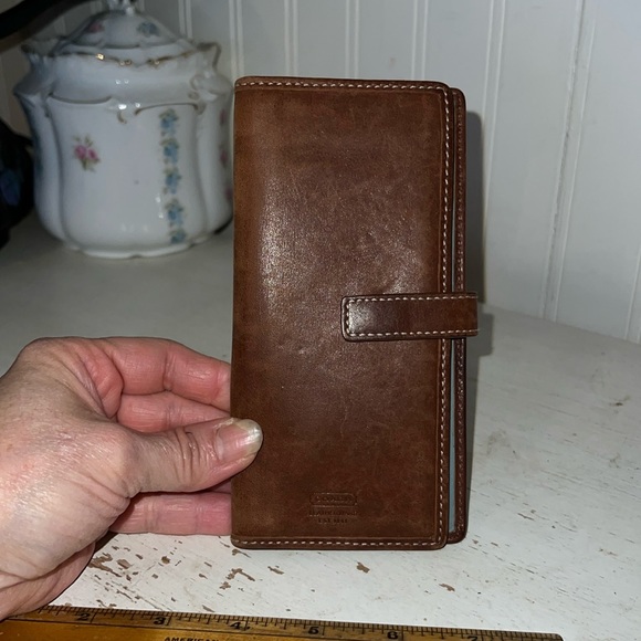 Coach brown leather wallet checkbook cover